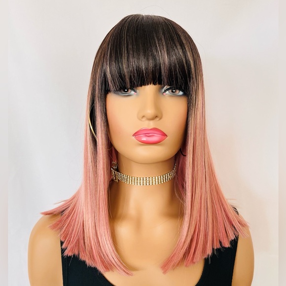 Gettin Wiggy With It Other - 🌹Pretty in Pink is this “Put On & Go” Premium Fibre Wig with Bangs 🎀